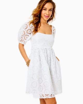 Kay Short Sleeve Eyelet Dress, , large - Lilly Pulitzer