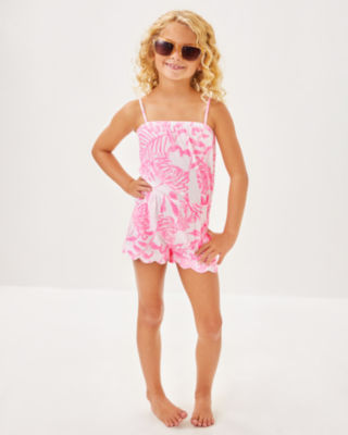 Girls Mini Jace Romper, Rousseau Pink Glisten In The Sun, large