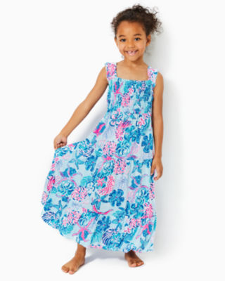 Shop Lilly Pulitzer Girls Mini Hadly Maxi Dress In Multi Bahamas Beachcomber