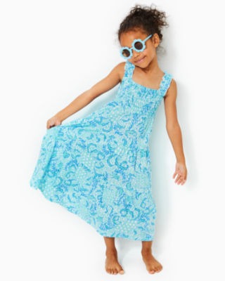 Girls Mini Hadly Maxi Dress, Resort White Goombay Grooves, large - Lilly Pulitzer