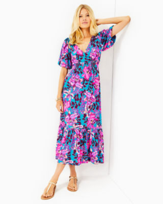 Holloway Elbow Sleeve Midi Dress, , large - Lilly Pulitzer