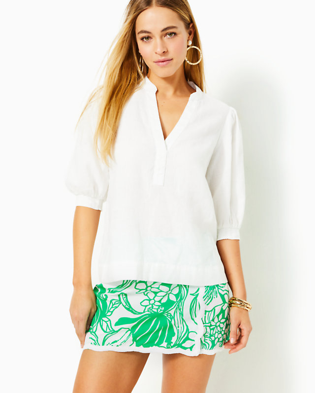 Mialeigh Linen Top, Resort White, large - Lilly Pulitzer