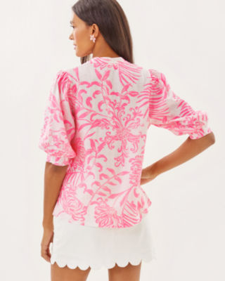 Mialeigh Linen Top, Rousseau Pink Glisten In The Sun, large image 1