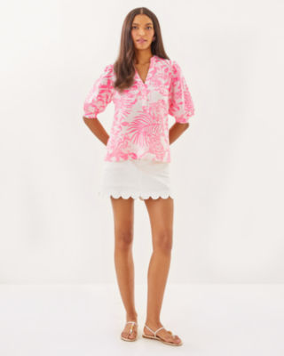 Mialeigh Linen Top, Rousseau Pink Glisten In The Sun, large image 3