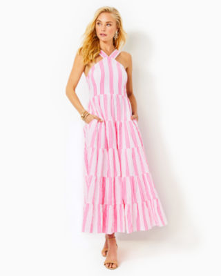 Striped halter outlet dress