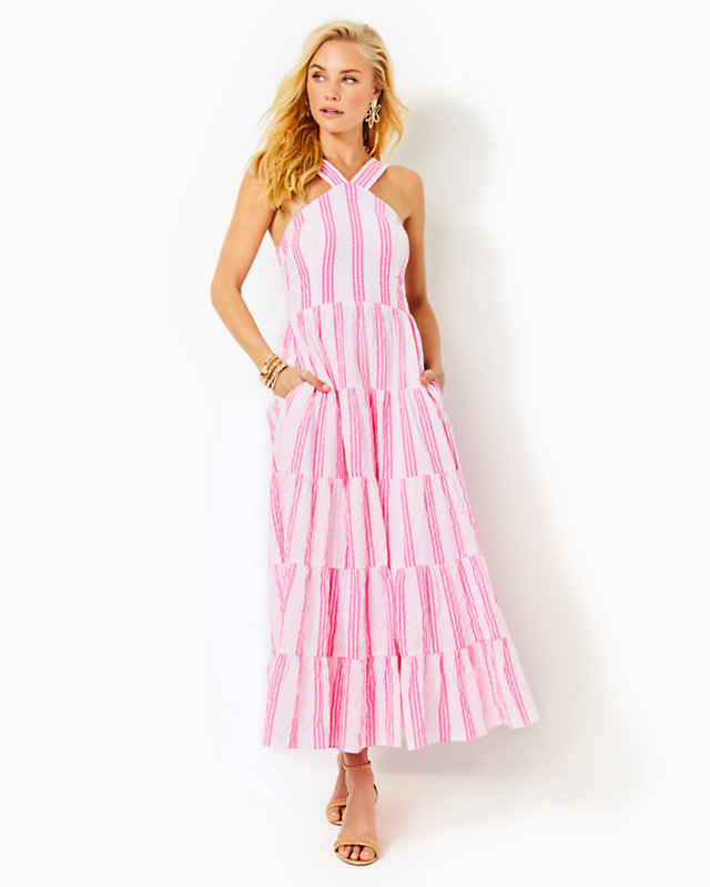 Jenette Striped Halter Maxi Dress, , large - Lilly Pulitzer
