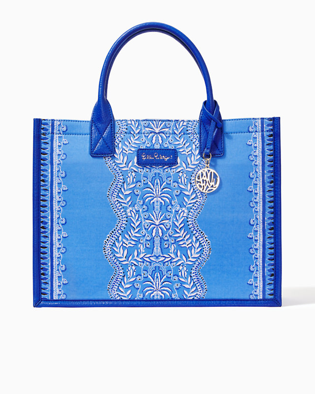 Winstead Tote, Abaco Blue Have It Both Rays Engineered Tote, large - Lilly Pulitzer