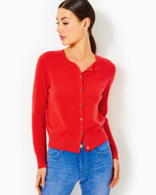 Fairley Cashmere Cardigan, Rococo Red, large - Lilly Pulitzer