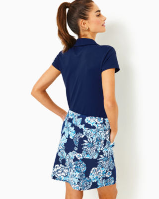 Shop Lilly Pulitzer Upf 50+ Luxletic Monica Skort In Low Tide Navy Bouquet All Day Golf