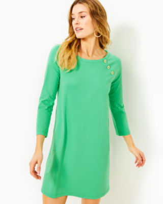 Solid A-Line Dress With 3/4 Sleeves - In Every Story