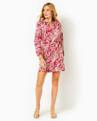 Tyra Leopard Print Shirt Dress in Red