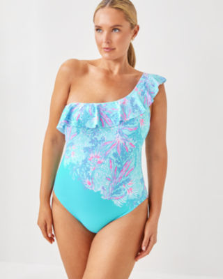 Caelum Ruffle One-Piece Swimsuit, Multi Via Del Mar Engineered One Piece, large image 5