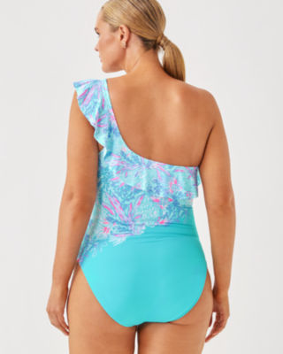 Caelum Ruffle One-Piece Swimsuit, Multi Via Del Mar Engineered One Piece, large image 6