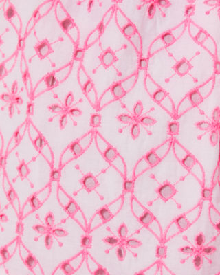 Cartley Elbow Sleeve Eyelet Shirtdress, Resort White X Havana Pink Flutter Eyelet, large image 5 - Lilly Pulitzer