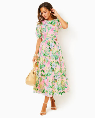 Lyssa Cotton Midi Dress, Multi Via Amore Spritzer, large image undefined