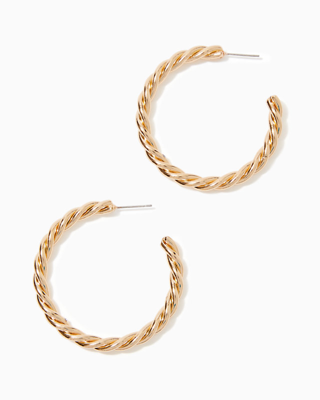 Tropical Twist Hoop Earrings, Gold Metallic, large - Lilly Pulitzer