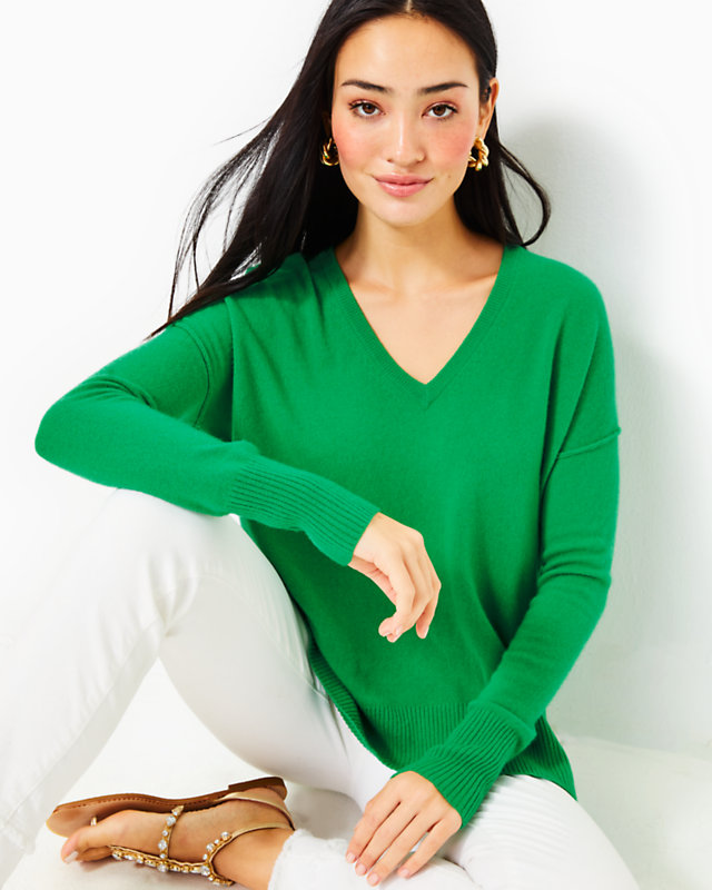 Bedford Cashmere Sweater, Kelly Green, large - Lilly Pulitzer