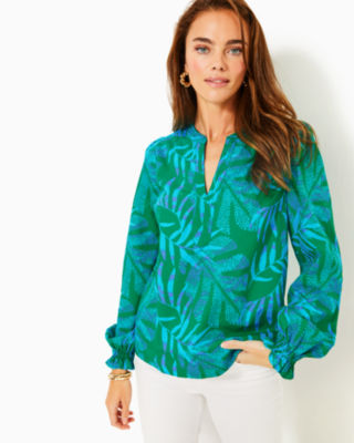 Coulter Top, Fiddle Leaf Green Its A Jungle Out There, large - Lilly Pulitzer