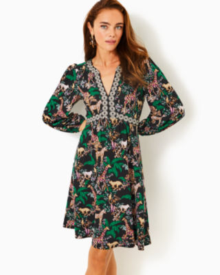 Wexlee 3/4 Sleeve Dress, Multi Dancing In The Moonlight Engineered Knit, large - Lilly Pulitzer