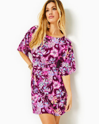 Lilly Pulitzer Parigi Boat Neck Romper In Amarena Cherry Tropical With A Twist