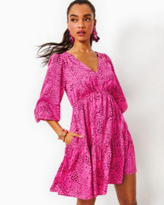 Deacon 3 4 Sleeve V neck Dress Lilly Pulitzer