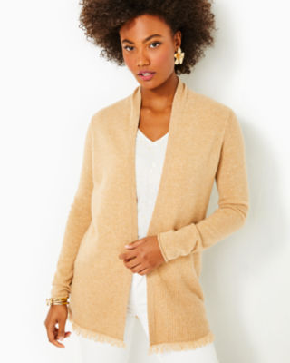 Noble Cashmere Cardigan, Heathered Rattan, large image 2 - Lilly Pulitzer
