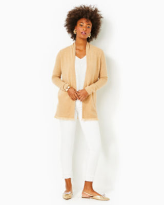 Noble Cashmere Cardigan, Heathered Rattan, large image 3 - Lilly Pulitzer