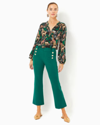 27" Parrish Crop Flare Pant, Villa Green, large - Lilly Pulitzer