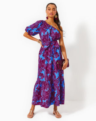  The Drop Women's Printed Puff Shoulder Maxi Dress by