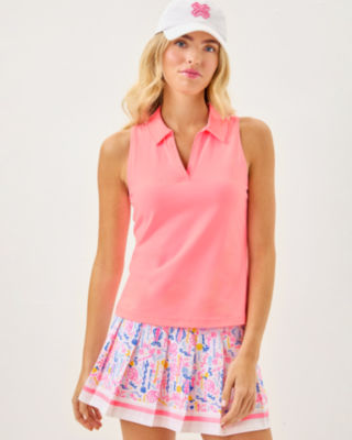 UPF 50+ Luxletic Alister Polo Top, Sorbet Pink, large image 2