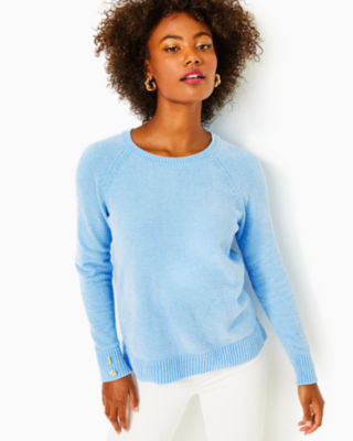 Blue crew neck sweater women's sale