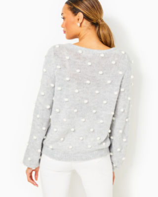 Shop Lilly Pulitzer Vienne Sweater In Heathered Lunar Grey Playful Poms