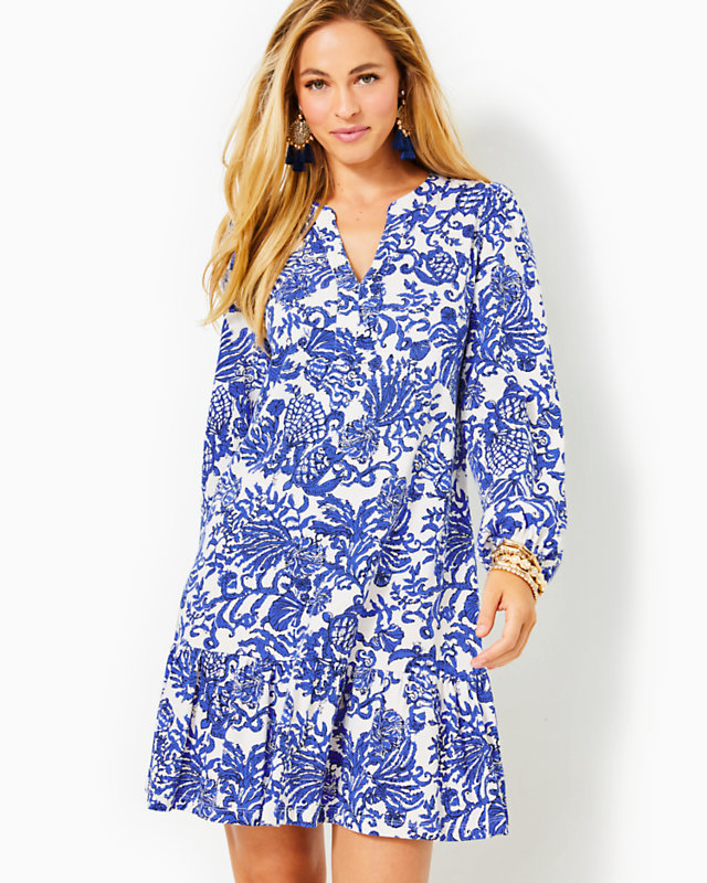 Alyssa A-Line Cotton Dress, Deeper Coconut Ride With Me, large - Lilly Pulitzer