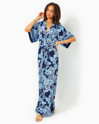 Lucky Brand Women's Indigo-Floral Maxi Dress, Blue/Multi, X-Small at   Women's Clothing store