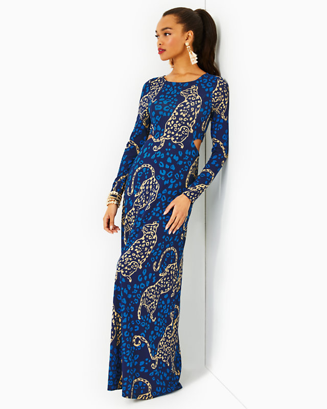 Stirling Maxi Dress, Low Tide Navy Oversized Easy To Spot, large - Lilly Pulitzer
