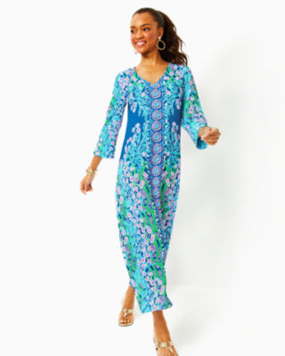 Noland Maxi Dress, Barton Blue Seacret Escape Engineered Woven Maxi Dre, large - Lilly Pulitzer