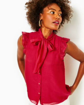 Chic Women's Red Blouses, Colorful Tops