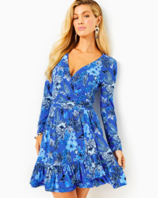 Lilly Pulitzer Alessa Dress for Women - Ruffled Layered Neckline with  Straight Hemline, Chic and Vibrant Summer Dress