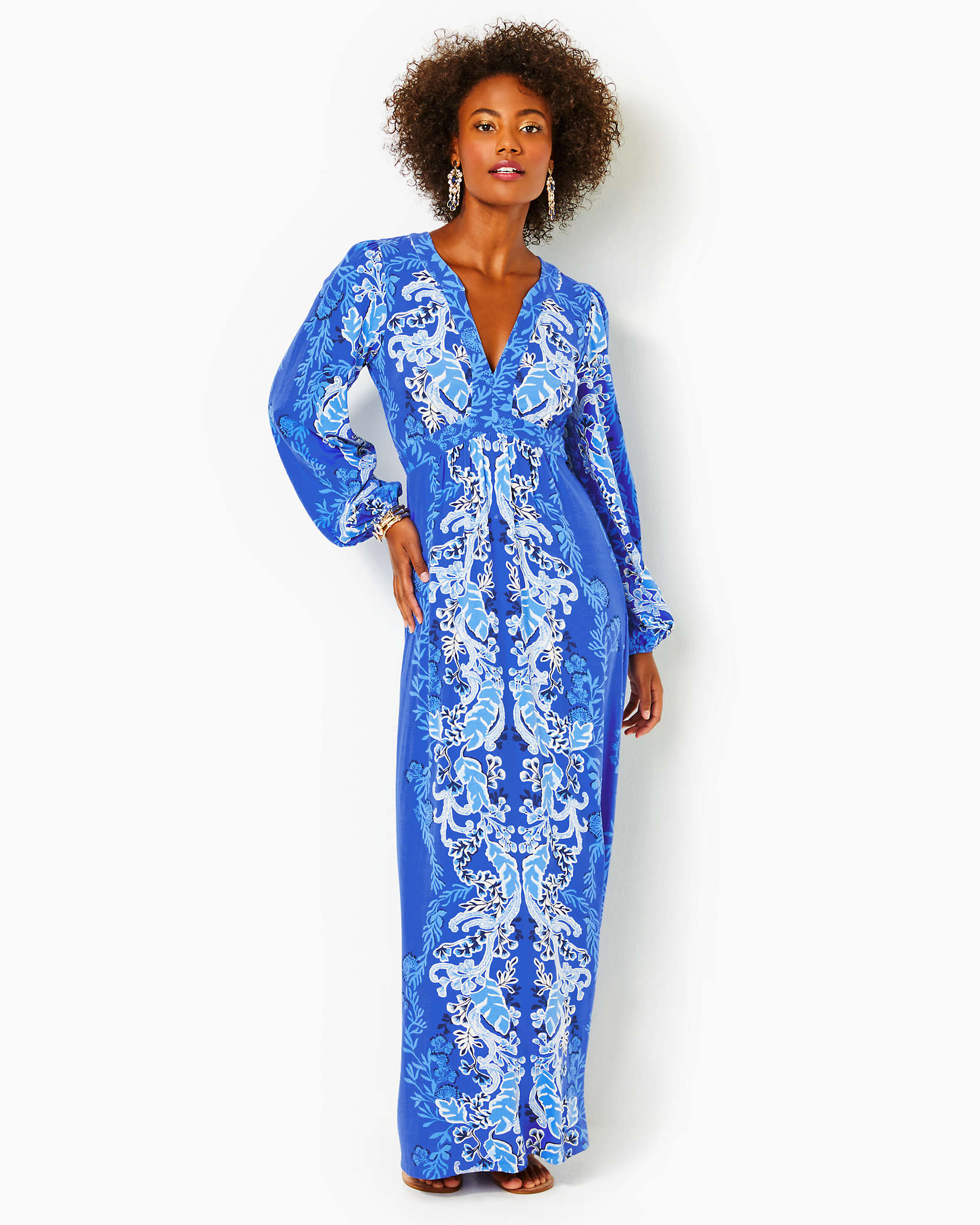 Shop Lilly Pulitzer Wexlee Maxi Dress In Alba Blue Baja Cove Engineered Knit Dress
