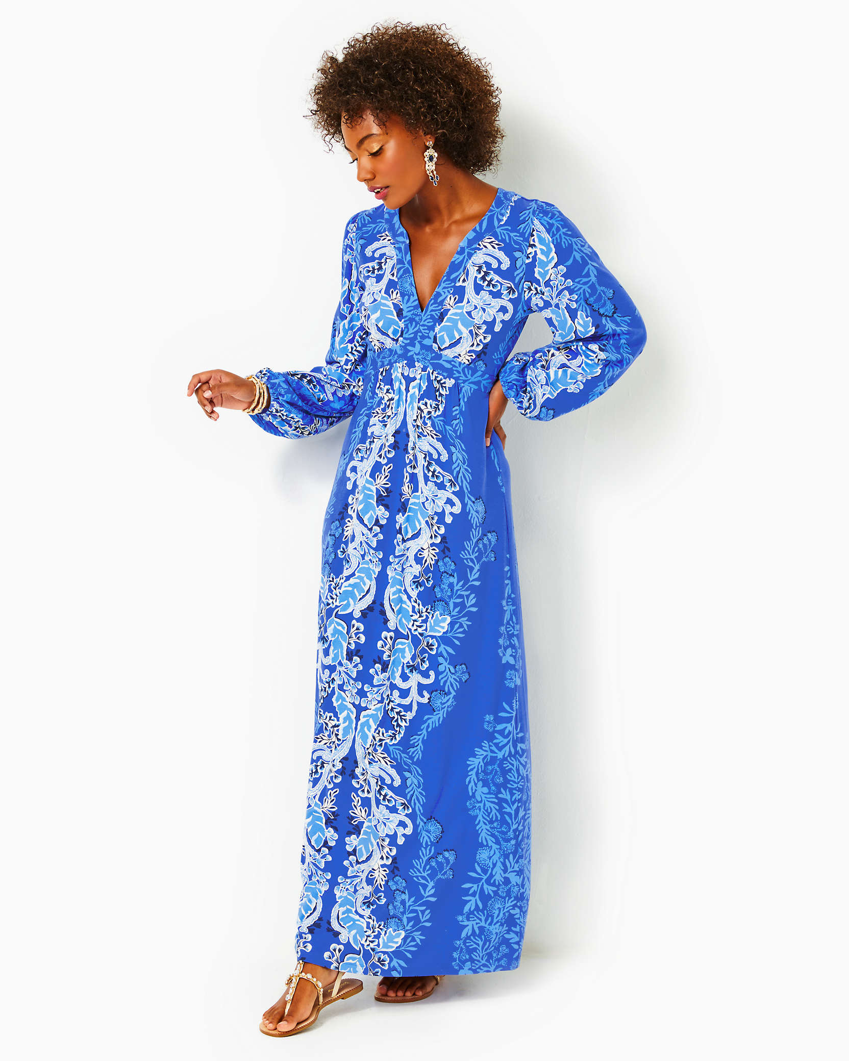 Shop Lilly Pulitzer Wexlee Maxi Dress In Alba Blue Baja Cove Engineered Knit Dress