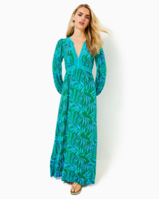 Wexlee Maxi Dress, Fiddle Leaf Green Its A Jungle Out There Engineered Knit M, large - Lilly Pulitzer