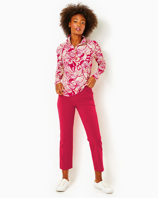 UPF 50+ Luxletic 28" Alston High Rise Pant, Poinsettia Red, large - Lilly Pulitzer