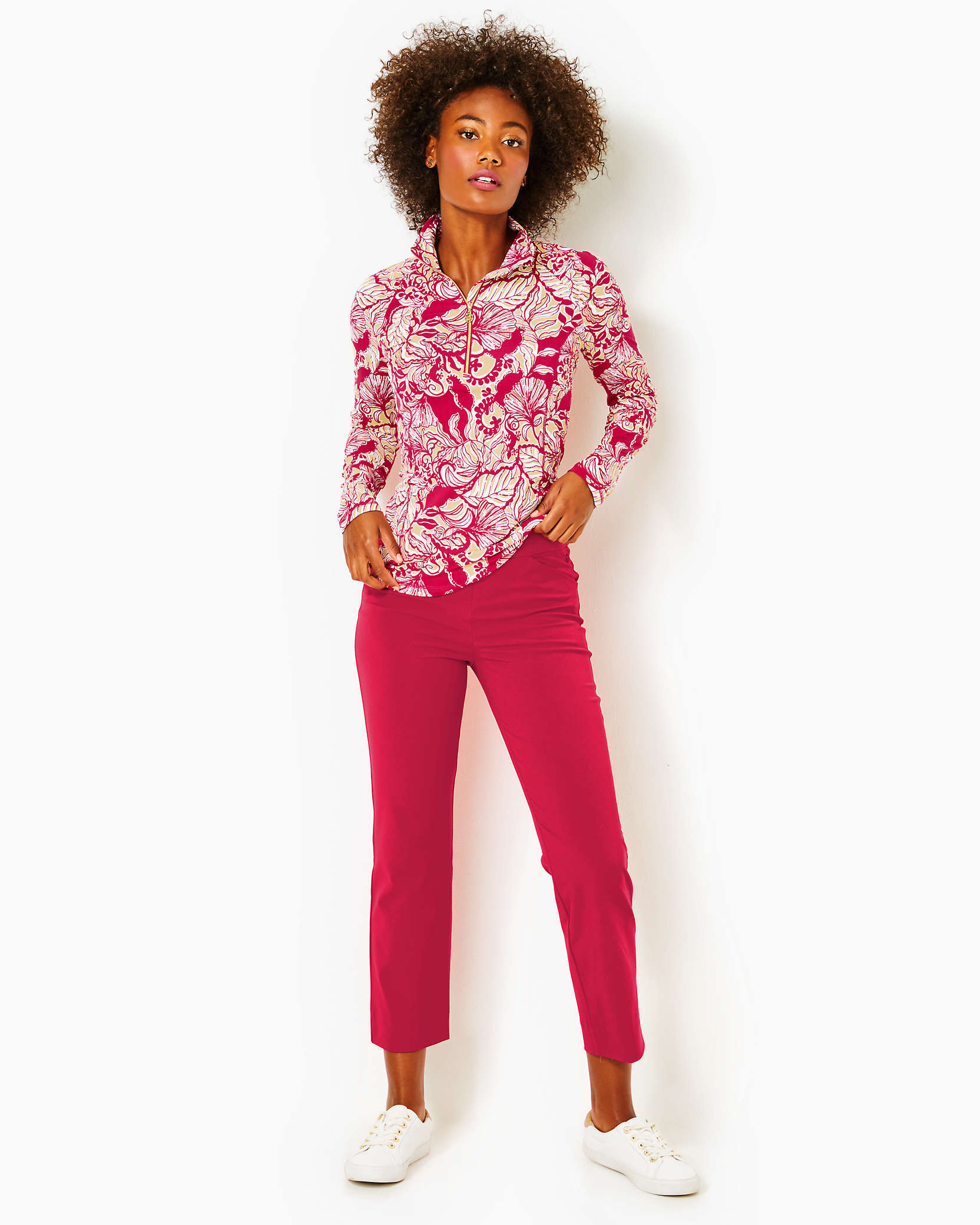 Lilly Pulitzer Upf 50+ Luxletic 28" Alston High Rise Pant In Poinsettia Red