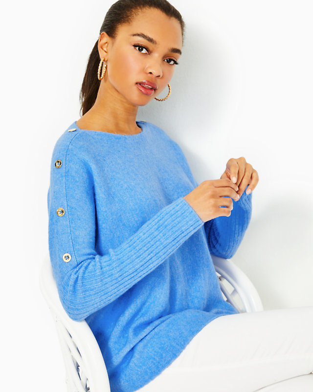 Arna Pullover Sweater, Heathered Abaco Blue, large - Lilly Pulitzer