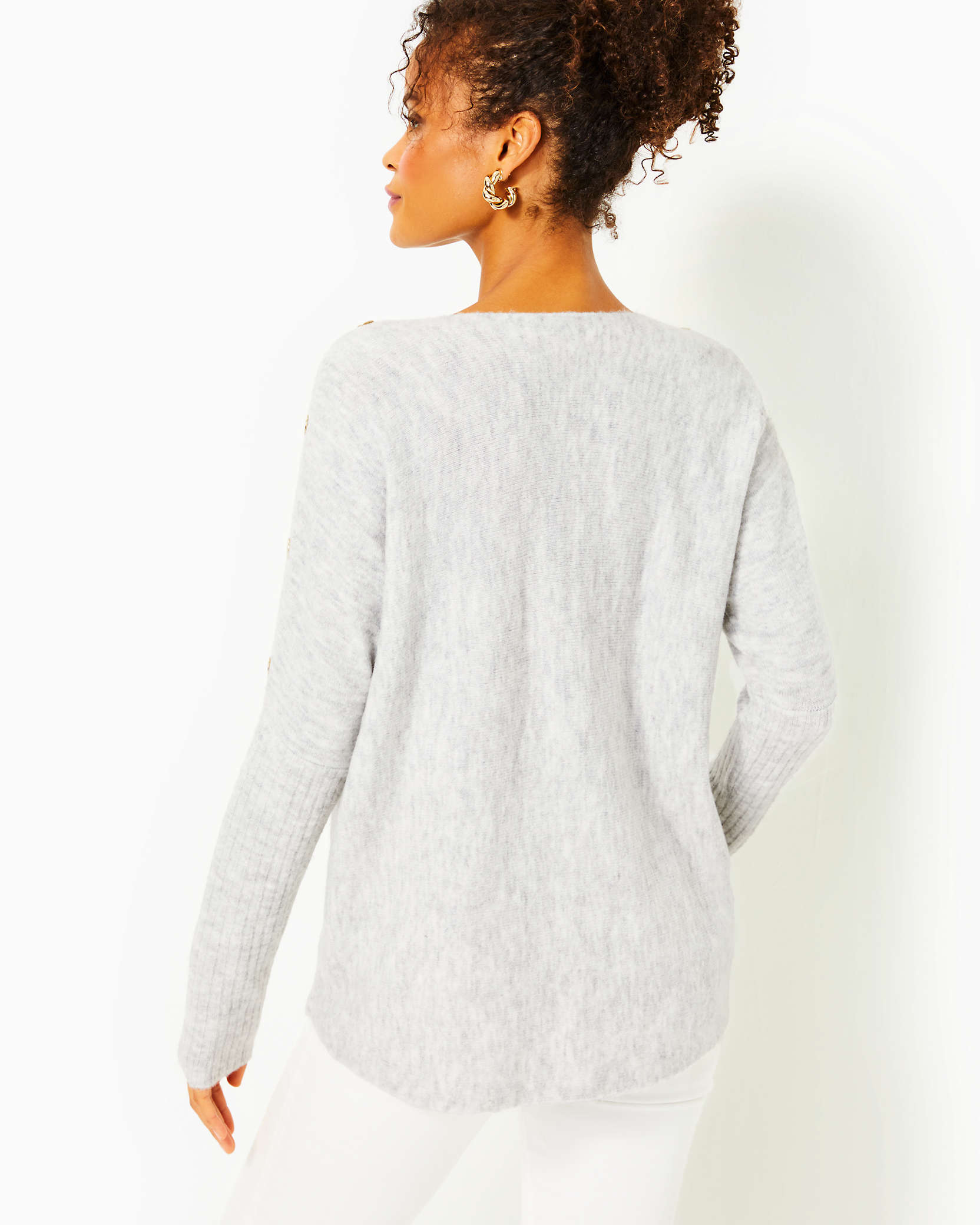 Shop Lilly Pulitzer Arna Pullover Sweater In Heathered Seaside Grey