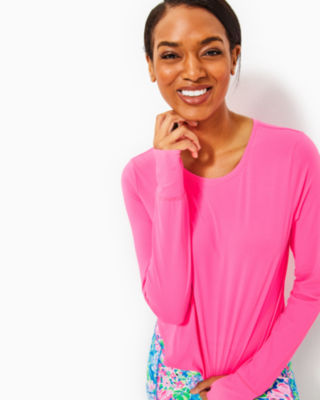 Shop Lilly Pulitzer Upf 50+ Luxletic Emerie Active Tee In Roxie Pink