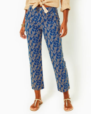Shop Lilly Pulitzer 28" Gretchen High Rise Straight Leg Pant In Low Tide Navy Easy To Spot