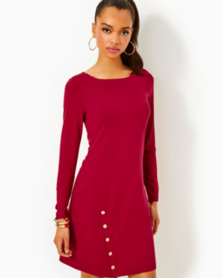 UPF 50+ Maddox Straight Dress, Malbec Red, large - Lilly Pulitzer