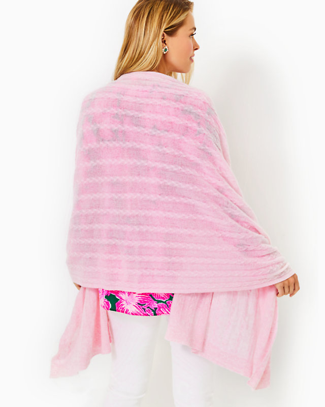 Take Me Away Cashmere Sweater Wrap, Heathered Peony Pink, large image null - Lilly Pulitzer