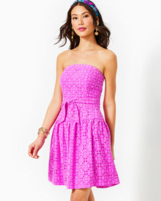 Strapless eyelet dress sale